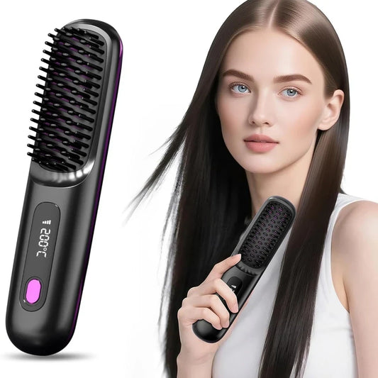 Portable Cordless Hair Straightening Brush